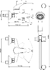 Смесител стенен за вана/душ с аксесоари, VIDIMA Orion - B1294AA /66703