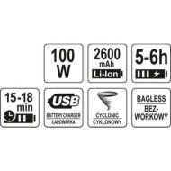 Акумулаторна автопрахосмукачка STHOR, 100 W, USB, FLOOR BRUSH