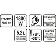 Фритюрник LUND Air Fryer, 5.2 L, 1800 W
