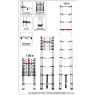 Стълба телескопична VOREL, 3.8 м, 150 кг, Al, EN 131-6