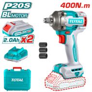 Акумулаторен ударен безчетков гайковерт TOTAL INDUSTRIAL, 1/2", 20 V, 2 х 2.0 Ah