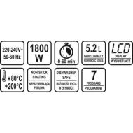 Фритюрник LUND Air Fryer, LED Panel, 5.2 L, 1800 W