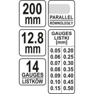 Луфтомер YATO, YT 7223, 0.05  -0.5, 14 пластини, 200 мм