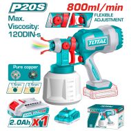 Акумулаторен пистолет за боядисване TOTAL, 20 V, 1 L, 1 x 2 Ah