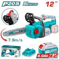 Акумулаторен верижен трион TOTAL Industrial, 12", 2x20V/4Ah