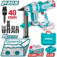 Акумулаторен такер за бетон TOTAL INDUSTRIAL, 20 V, 15 - 40 мм, 2 x 4 Ah