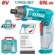 Акумулаторна отвертка TOTAL INDUSTRIAL, 1/4", 8 V, 6 Nm, кутия
